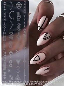 FULL BEAUTY Simple Geometric Line Nail Art Stamping Plate Stamp Stencil Printing Manicure Tool - Silver - View 1