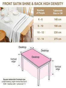 1pc White Satin Damask Tablecloth, Smooth And Soft, Luxury Silk Tablecloth For Parties, Weddings And Banquets - White - View 7