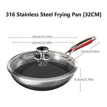 1入組316不銹鋼煎鍋32cm/30cm用於煮牛排、拌炒、煎餅、煎蛋和調味醬 - 銀色 - 查看 8