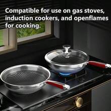 1入組316不銹鋼煎鍋32cm/30cm用於煮牛排、拌炒、煎餅、煎蛋和調味醬 - 銀色 - 查看 5