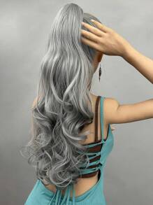 栗色爪夾馬尾髮延伸20-22英寸長自然波浪耐熱纖維合成馬尾假髮女性日常使用