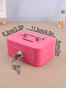 1個粉色金屬鎖匙儲物盒,存錢盒,成人存款盒,存款盒,成人存款盒,儲物盒,收銀機4.5*3.7*2.3 / 11.5*9.5*5.8cm - 玫紅色 - 查看 2