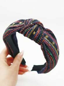 1pc Women's Multicolor Retro Style Knotted Headband, Suitable For Daily Use - Multicolor - View 5