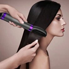 5-In-1 Hair Dryer Brush Comb Styler For Straightening And Curling, Slouchy Hair Styling Tool - Black - View 9