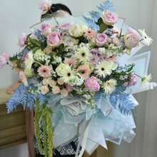 Liziran New Style Simple & Waterproof Floral Bouquet Wrapping Paper With Transparent Opp Glass Paper And 20pcs/Pack - Begonia Red - View 6