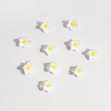 10pcs/Pack Children's Flower Shaped Hair Clip For Girls, Small Hair Accessories For Braids And Twists - White - View 4