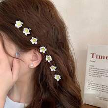 10pcs/Pack Children's Flower Shaped Hair Clip For Girls, Small Hair Accessories For Braids And Twists - White - View 6
