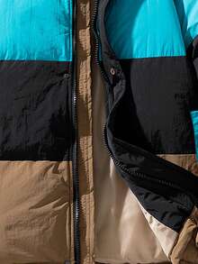 Men's Winter Sports Dopamine Color Block Zipper Padded Coat, Gym Clothes - Blue - View 3