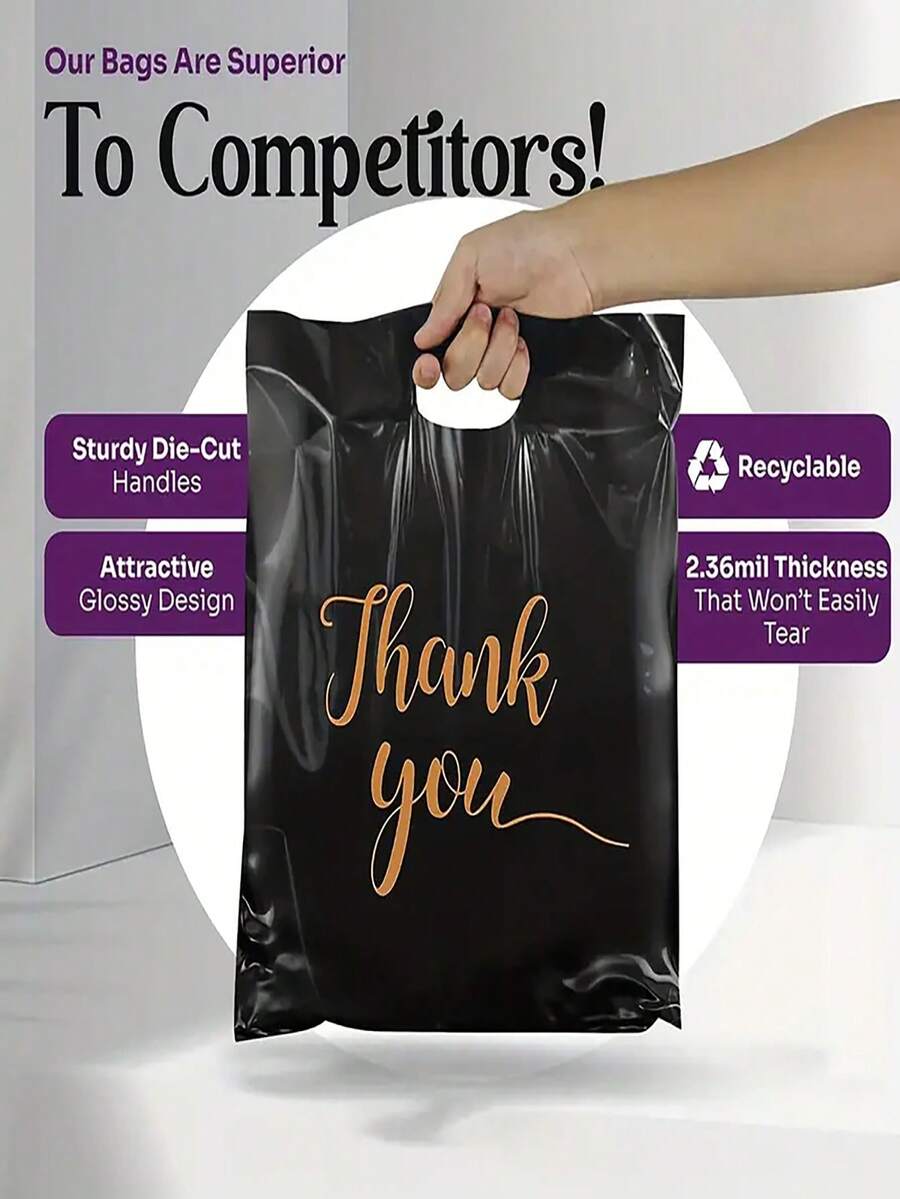 10pcs Black Gift Bag, Party Favor Packaging Bag, Simple Clothing Bag