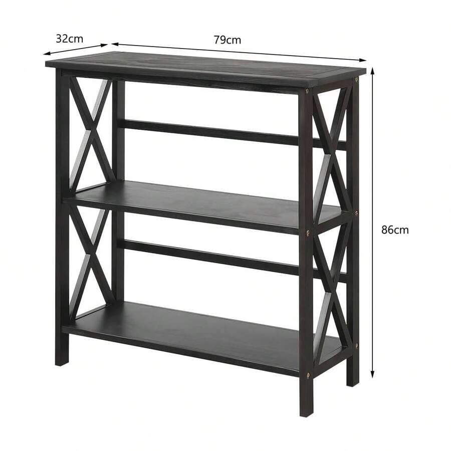 3-stufige Bücherregal, Standregal aus Holz, Wohnzimmer Regal oder Konsolentisch, Aufbewahrungsregal für Wohnzimmer, Arbeitszimmer, 79 x 32 x 86 cm