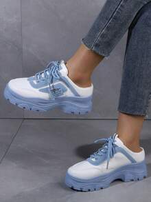 Women's Slippers With Half Cover For Outdoor, Summer New Arrival Anti-Skid Thick-Soled Casual Sports Mules - Blue - View 2