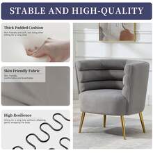 HOMEFUN Accent Chair Leisure Single Chair With Golden Feet - Grey - View 3
