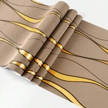 1卷現代波浪線壁紙,使用凹凸絨面技術製成,採用無紡布材料,非常適合家庭客廳和臥室裝飾 - 棕色 - 查看 2