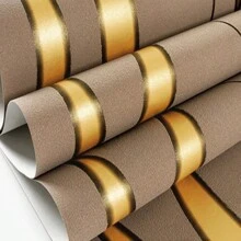 1卷現代波浪線壁紙,使用凹凸絨面技術製成,採用無紡布材料,非常適合家庭客廳和臥室裝飾 - 棕色 - 查看 6