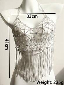 New Arrival Summer Fashion Shiny Rhinestone Chest Chain For Party, Sexy Crystal Bra Body Chain Jewelry - Silver - View 4