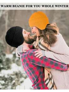 Winter Beanies With Earflaps For Men Women, Warm Knitted Earflap Thick Beanie Hats - Yellow - View 6