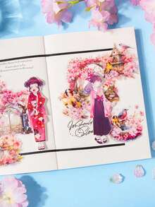 10pcs/Bag Pet Stickers Encounter Cherry Blossoms Series, Seashell & Light Cherry Blossoms Themed Scrapbook Decals For Journal, Planner And Water Bottle - Multicolor - View 6