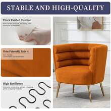 HOMEFUN Accent Chair Leisure Single Chair With Golden Feet - Orange - View 3