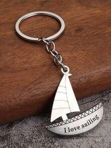 1pc Lady's Metal Sailboat Shaped Keychain Decor, Suitable For Gifting Family And Friends On Holidays - Multicolor - View 1