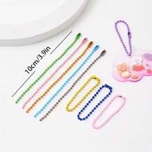 20pcs Colorful Metal Bead & Chain & Lobster Clasp Keychain Diy Jewelry Making Materials - Ideal For Family Gift Giving - Multicolor - View 5
