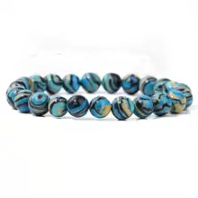 1pc 6/8/10mm Deep Blue Malachite Stone Bracelet, Couple Energy Yoga Bracelet Men Women Jewelry - Blue - View 5