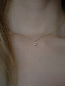 FOREVER QUEEN S925 Silver Necklace 26 Initial Letters A-Z Necklace Plated With 14K Necklace For Bestie Women Girls Valentine's Day Gift Valentines - Yellow Gold - View 4