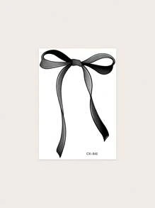 1pc Black Waterproof & Sweatproof & Washable Non-Reflective Temporary Tattoo Sticker With A Bowknot Pattern, Suitable For Fashionable Daily Use - Black - View 3