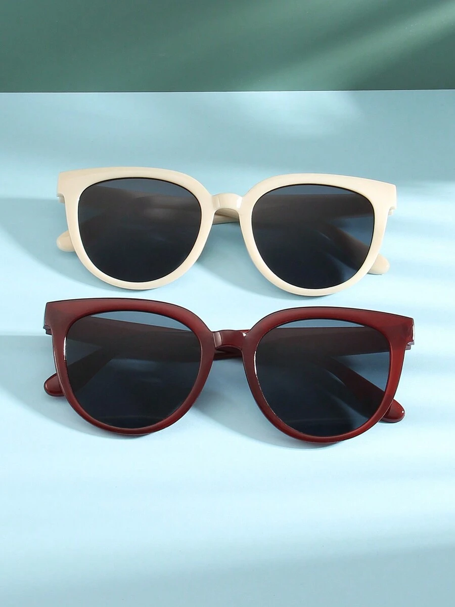 2pcs Fashionable Unisex Simple Design Fashion Glasses, All-Match Style, High Grade, Slimming Effect For Photography And Travel Decoration - Multicolor - View 1