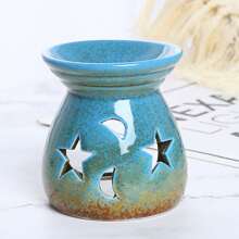 1pc Random Ceramic Incense Burner Aroma Oil Burner, Japanese Style Fragrance Holder With Star & Moon Design - Multicolor - View 6