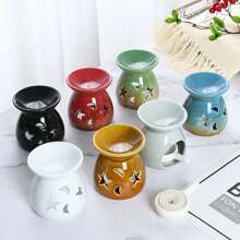 1pc Random Ceramic Incense Burner Aroma Oil Burner, Japanese Style Fragrance Holder With Star & Moon Design - Multicolor - View 3