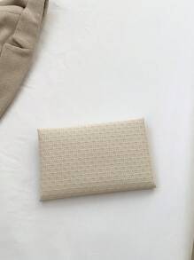 1 件纯色 PU 方形编织纹理信封手拿包，简约优雅的女士手提包，节日礼物 - 米色 - 查看 4