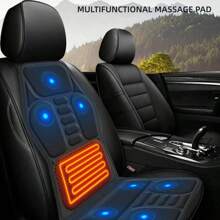 1pc Plug-In Car/Home-Use Heated Massage Pad For Full Body Neck Waist With Vibration Function, 24w - Black - View 4