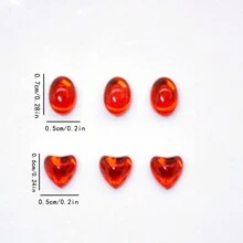Nail Art Red Diamond Accessories For New Year, 10pcs Red Glass Flatback Diamond Heart Shaped For Valentine'S Day, Gold Flatback Diamond For Fingertip Decoration, Diy Manicure Accessory - Red - View 5