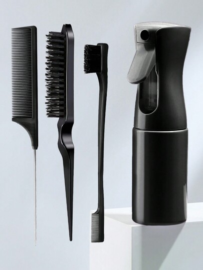 4PCS/Set Watering Can Hair Styling Comb Set Styling Comb Set,3Pcs Hair Styling Comb Set Teasing Hair Brush Rat Tail Comb Edge Brush For Edge & Back Brushing, Combing, Slicking Hair For Women (Black) Body Care For Travel,Outdoor,Sport,Office,School,Hair Clips,Hair Accessories, Back To School Supplies