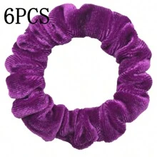 6/10 件/批 天鹅绒女士女孩发圈弹性发带 多色混合纯色时尚马尾辫固定发带配饰发圈 适合日常使用 - 彩色 - 查看 67