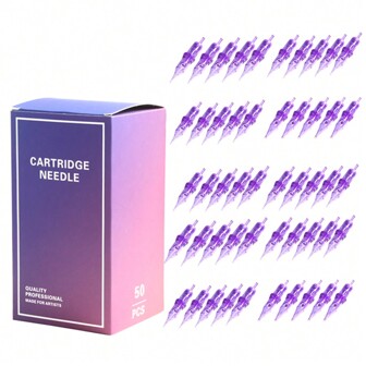 Purple Tattoo Cartridges 50pcs/Box RL RS RM M1 Size Professional Disposable Purple Needle Permanent Eyebrow Lip Makeup Needles For Tattoo Machine Pen