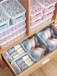 1 Pc Plastic Perforated Desk Storage Basket (Random Printed Pattern) - Pink - View 5