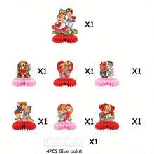 復古情人節蜂窩裝飾品情人節蜂窩桌,節日桌面蜂窩球 - 數量 - 查看 4