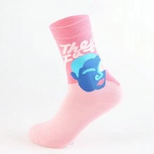 5pairs Women's Mid-Calf Cartoon Printed Socks - Multicolor - View 9