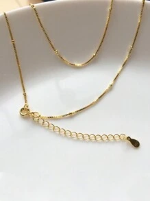 FOREVER QUEEN 925纯银极简圆形珠链项链，简约时尚，精致珠宝礼品 - 金色 - 查看 2