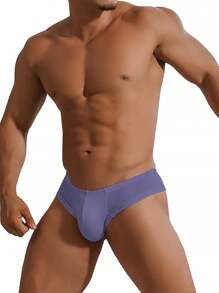 男士性感內褲純色比基尼,低腰三角褲,提臀,緊身,莫代爾舒適透氣短褲 - 紫色 - 查看 4
