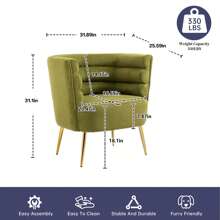 HOMEFUN Accent Chair Leisure Single Chair With Golden Feet - Olive Green - View 6
