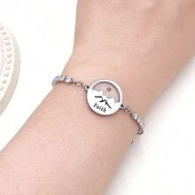 Round Mountain/Twin Mountain Faith Charm Bracelet, Crystal  Easy Adjustable Slide  Glitter Ia Encourages Stylish Jewelry Delicate Gift For Girl Girlfriend Valentine's Day Birthday Gift - White - View 2