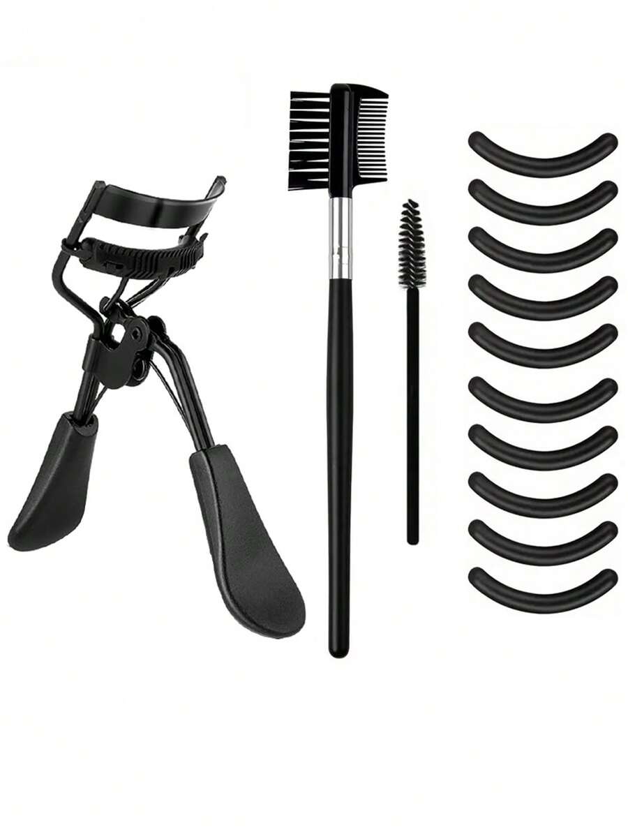 Cuộn lông mi Bộ , 13 cái Của phụ nữ Cuộn lông mi Cọ lông mày Bộ , 13 trong 1 , Bao gồm 1 Miếng Cuộn lông mi , 1 Miếng Cọ lông mày Và 10X Silicone Thay thế , Thích hợp Đối với Tất cả Mắt Hình dạng , Lý tưởng Đối với Hằng ngày Trang điểm Và Các bữa tiệc - màu đen - Xem 1