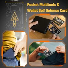 Pocket Multitool Set Tools Gifts For Men - Wallet Credit Card Multitool Gifts | Women Dad Teen Adult Guy Gift Birthday Unique EDC Pocket Card Tool Gadget Bottle Opener - Black - View 2