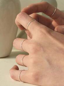 Nhẫn bạc tối giản - Bạc - Xem 1