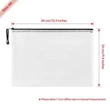 5 PCS A4 Mesh File Zip Bags Folder Wallets, Reinforced Zipper With Threads Mesh Zipper Pouch For School Office Supplies,Document, Storage, Cosmetics, Travel Accessories - White - View 5