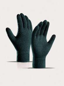 2024新品冬季暖和觸屏針織手套,無性別2入組,具備吸汗舒適內裡,適用於滑雪、騎行、跑步、徒步等戶外活動 - 軍綠色 - 查看 1