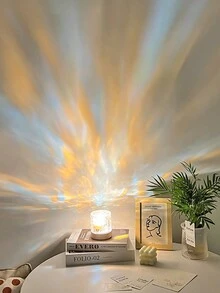 1pc Water Wave Atmosphere Light, 16 Colors RGB Projection Lamp, USB Powered Rotating Dynamic Flame Water Wave Atmosphere Light, LED Gift For Living Room, Bedroom, Bedside, Romantic Lamp, Bedroom, Room, Live Streaming Background Romantic Projection - Clear - View 6