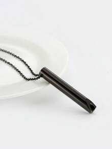 1pc Couples Creative & Minimalist Whistle Pendant Necklace For Meditation, Mindfulness, Breathing & Anxiety Relief, Yoga - Black - View 5